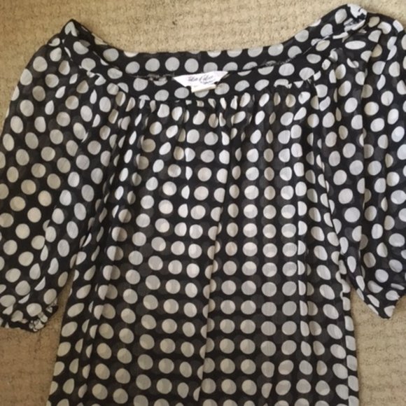 Lots of Love by Speechless scoop neck blouse polka dots - Picture 2 of 4